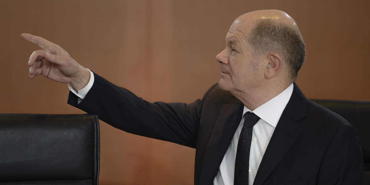 Olaf Scholz, Berlino, 28 febbraio 2024 (AP Photo/Markus Schreiber)