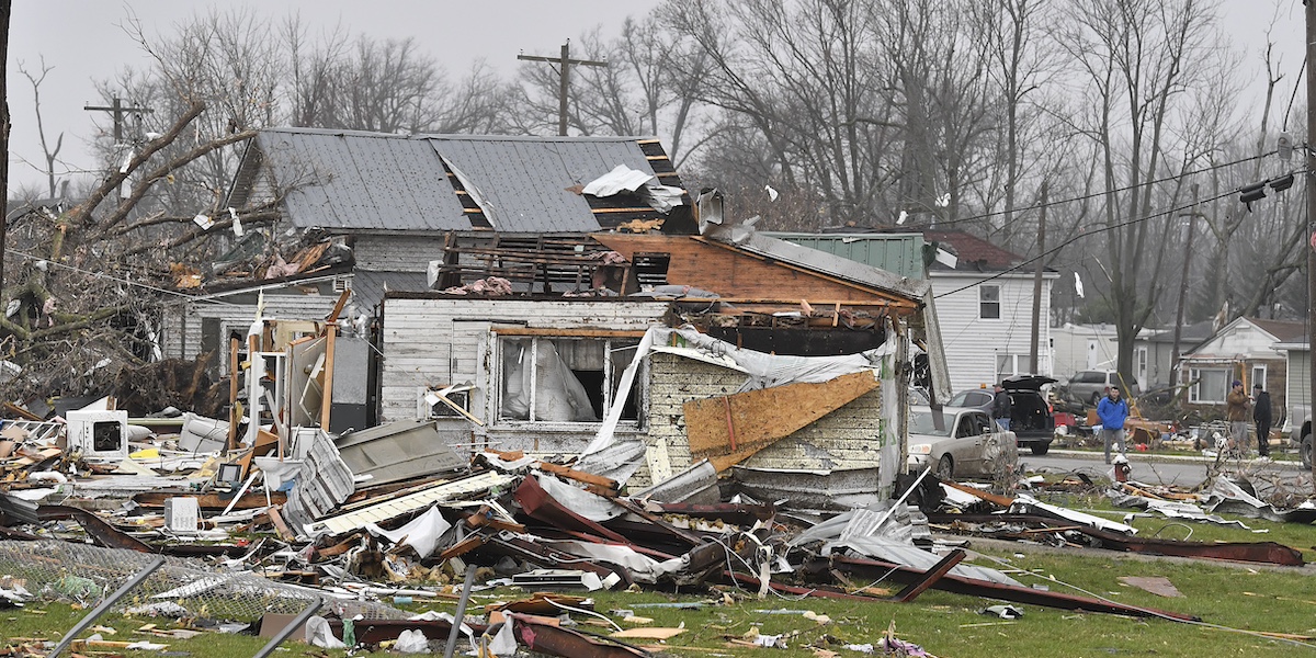 Una casa distrutta da una tempesta a Lakeview, in Ohio (AP Photo/Timothy D. Easley)