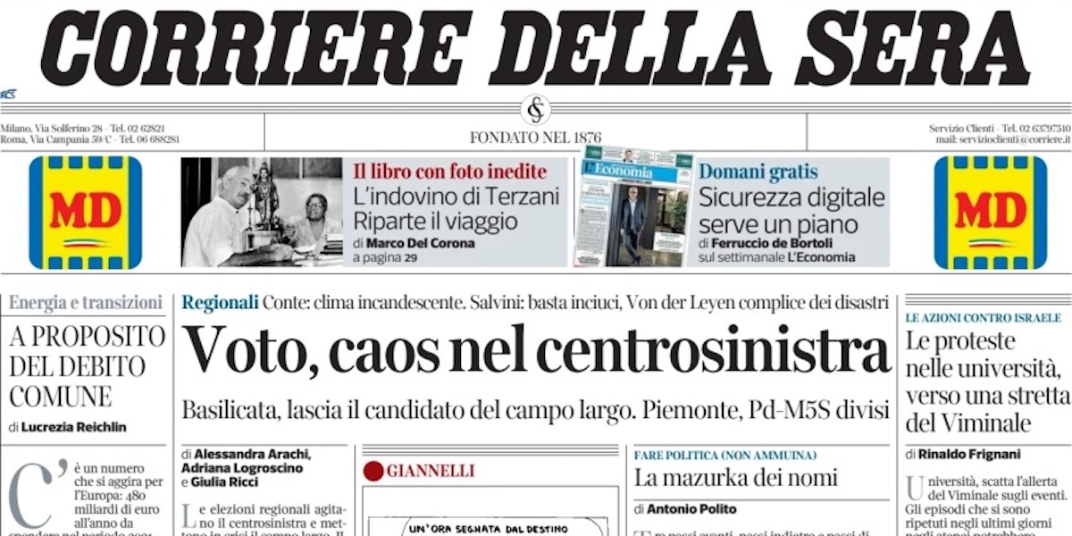 Le prime pagine di oggi