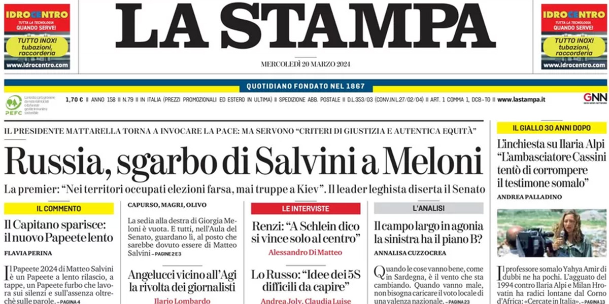Le prime pagine di oggi
