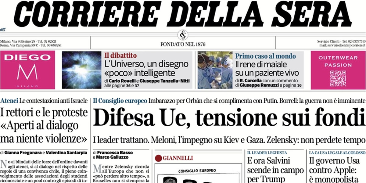 Le prime pagine di oggi