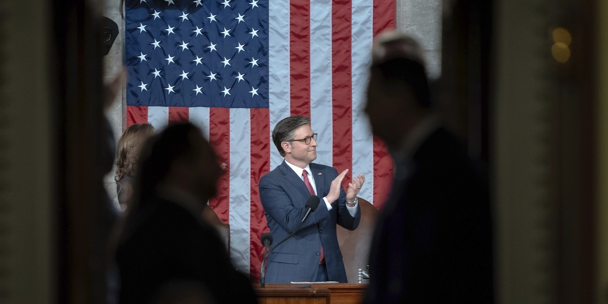 Lo speaker della Camera statunitense Mike Johnson (AP Photo/Jose Luis Magana)