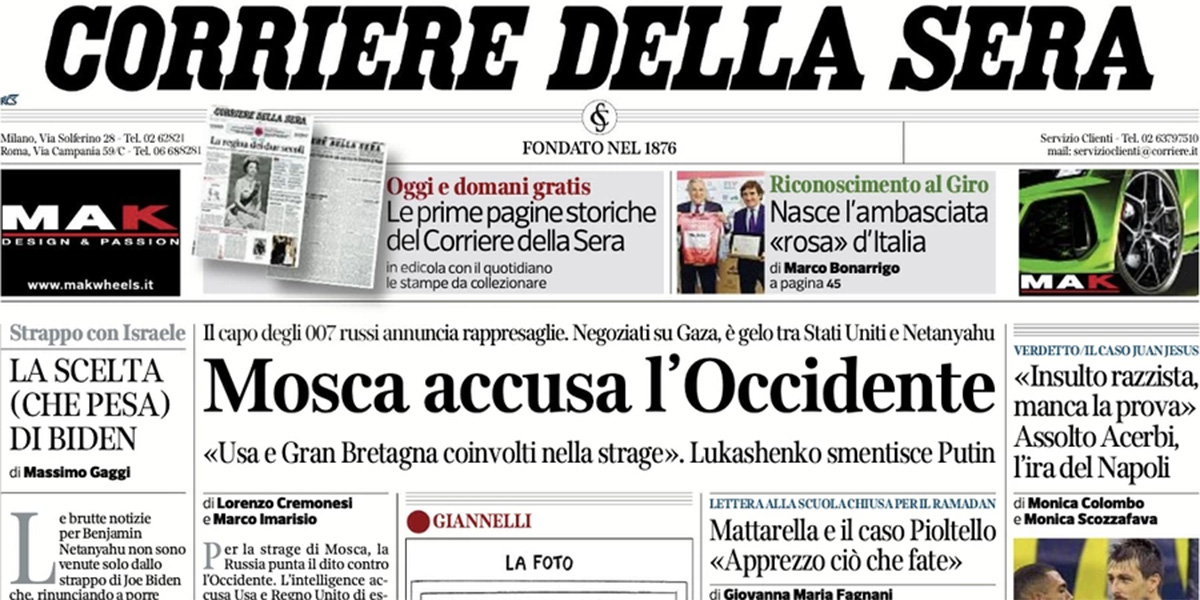 Le prime pagine di oggi