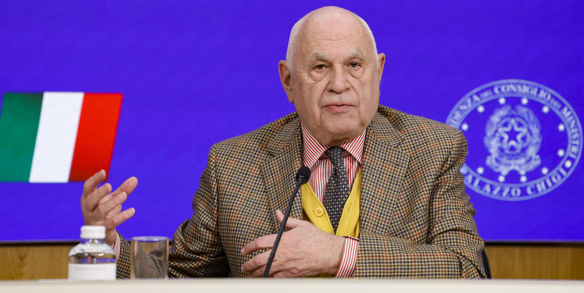 Il ministro della Giustizia, Carlo Nordio, durante la conferenza stampa al termine del Consiglio dei Ministri, Roma, 26 marzo 2024 (ANSA/FABIO FRUSTACI)