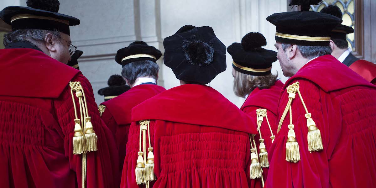 Un gruppo di magistrati durante la cerimonia d'inaugurazione dell'anno giudiziario in Corte di cassazione, a Roma, il 26 gennaio 2018 (Fabio Cimaglia/LaPresse)