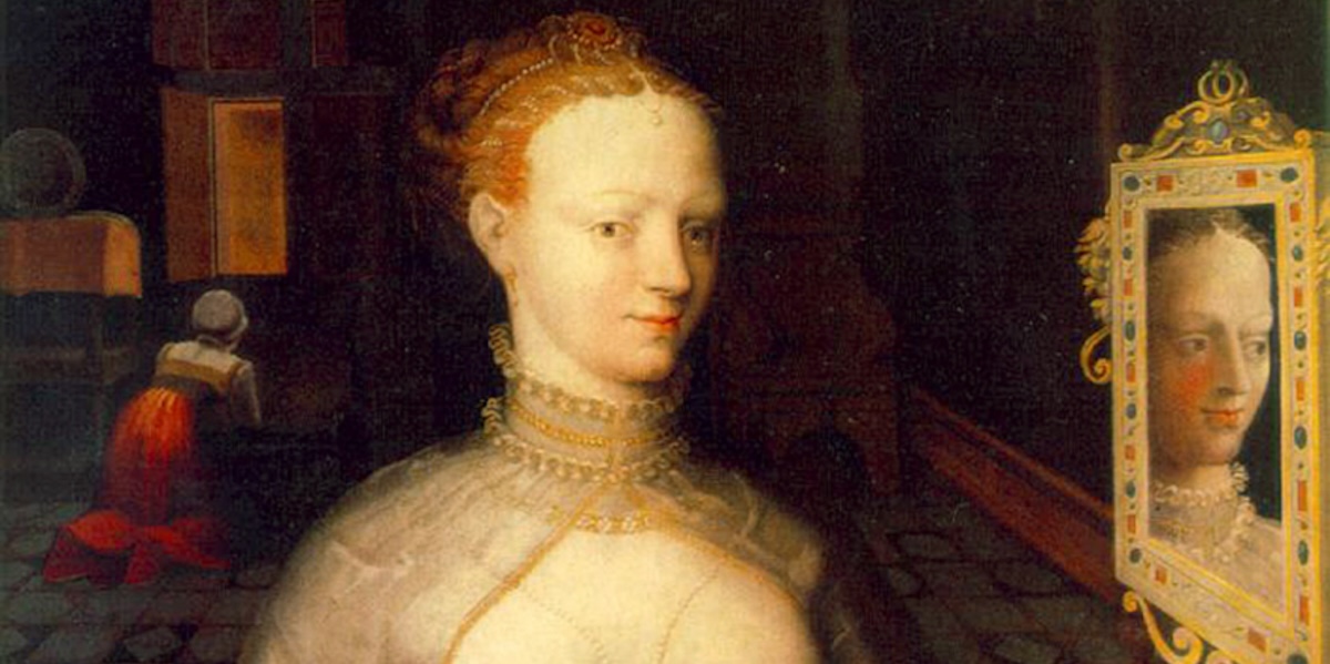 Dettaglio di un ritratto di Diana di Poitiers dipinto attorno al 1590