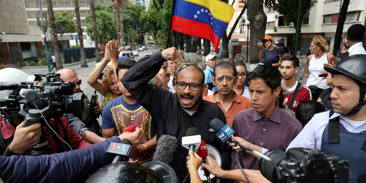 Carlos Julio Rojas durante un comizio a Caracas, nel 2019 (Edilzon Gamez/Getty Images)
