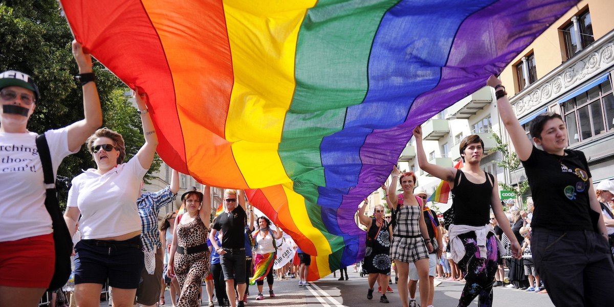 Il Pride a Stoccolma, in Svezia, nel 2014 (AP Photo/Annika AF Klercker, TT News Agency)