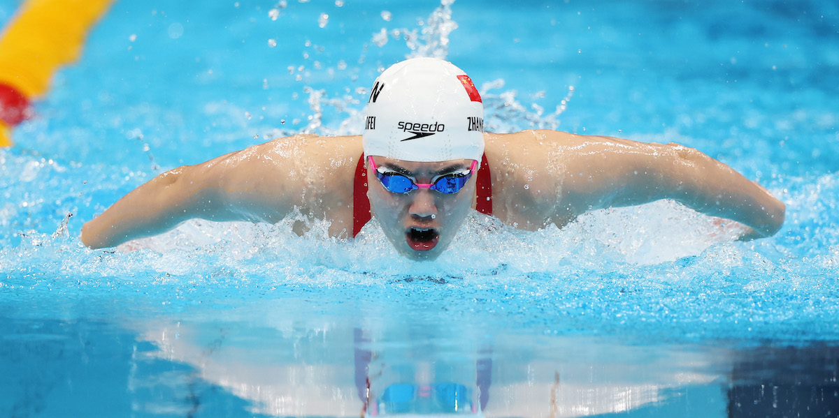 La nuotatrice Yufei Zhang ai 200m farfalla alle Olimpiadi di Tokyo. (Tom Pennington/Getty Images)