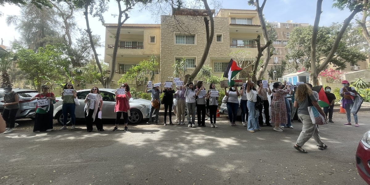 In Cairo, Egypt, several people including two with dual Italian-Egyptian citizenship were arrested during a demonstration for the women of Gaza and Sudan