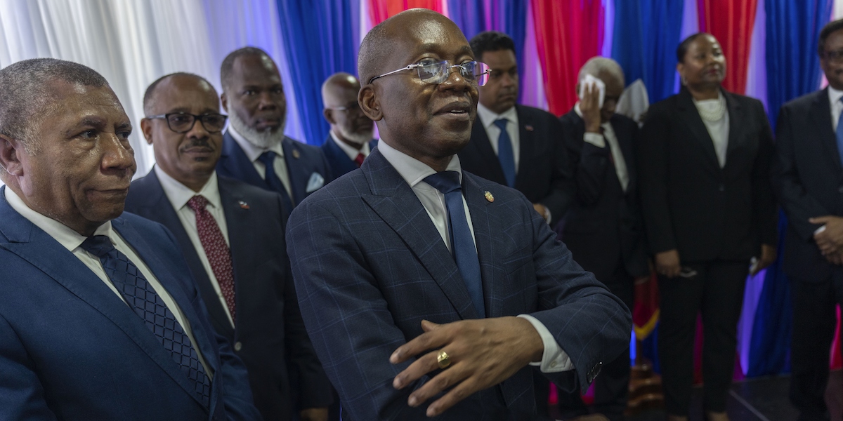Un momento della cerimonia di insediamento del consiglio presidenziale di transizione di Haiti