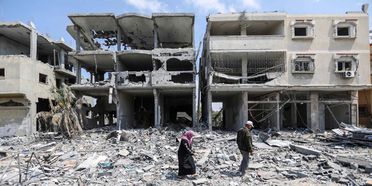 Edifici distrutti a Khan Yunis (Ahmad Hasaballah/Getty Images)