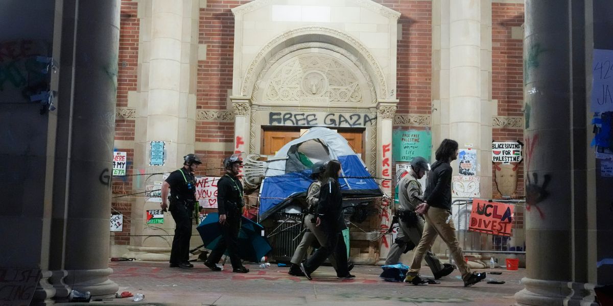 Police cleared protesters from the University of California, Los Angeles campus