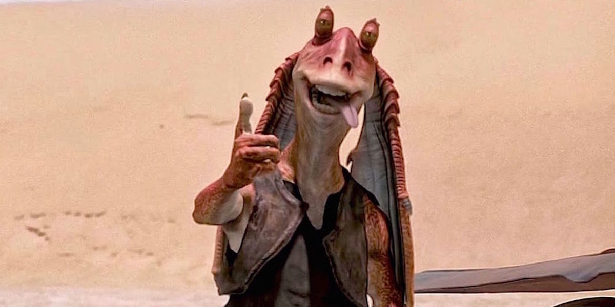 (Jar Jar Binks, uno dei personaggi principali del film)