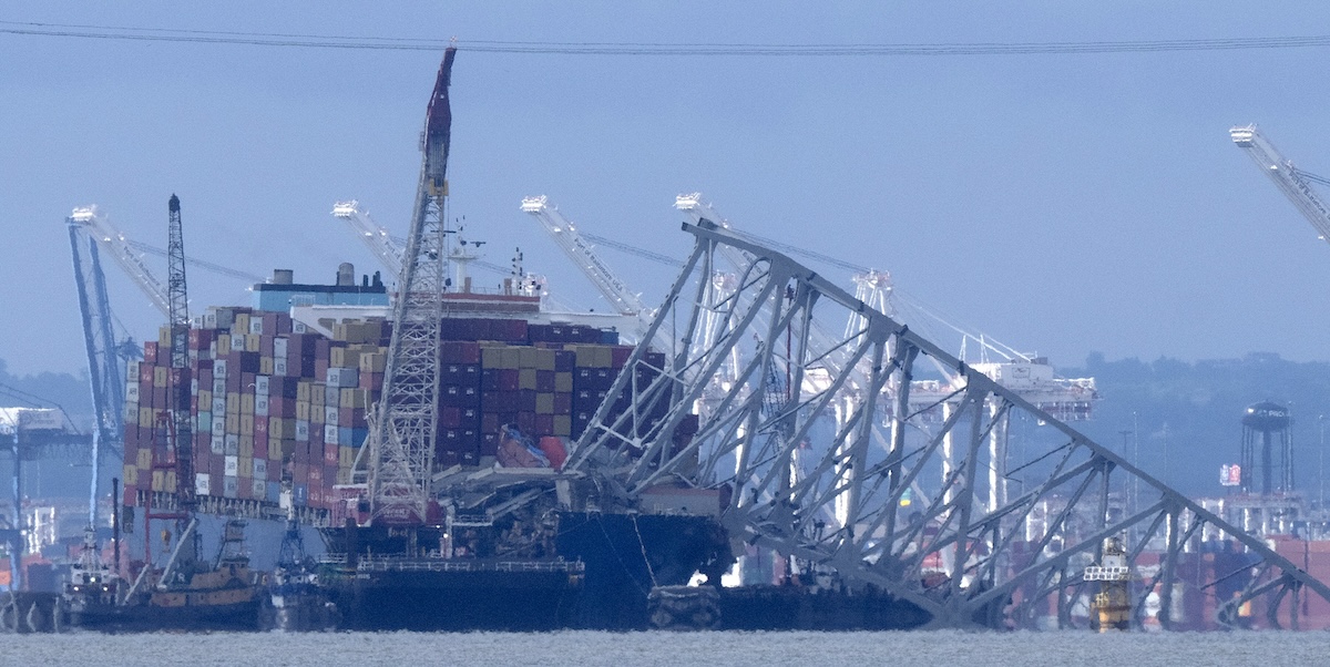 The remaining parts of the Baltimore bridge, which collapsed in March after being hit by a ship, have been demolished