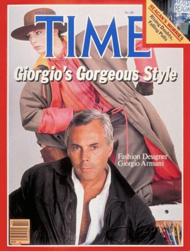 Giorgio Armani sulla copertina di <em>Time</em>, nel 1982