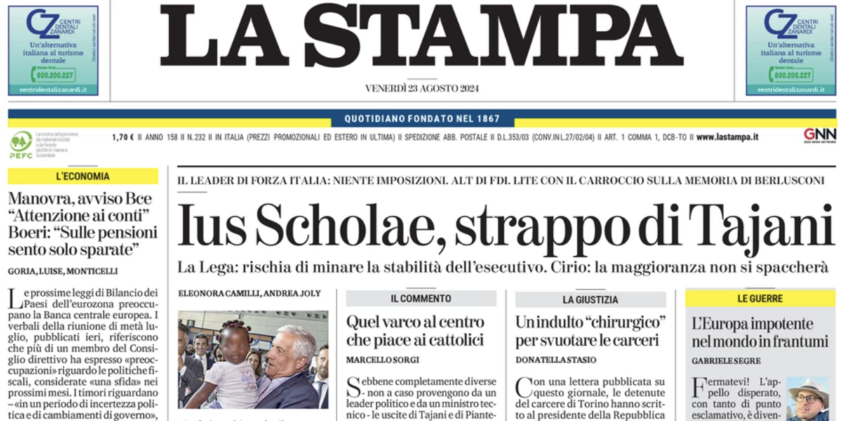 Le prime pagine di oggi