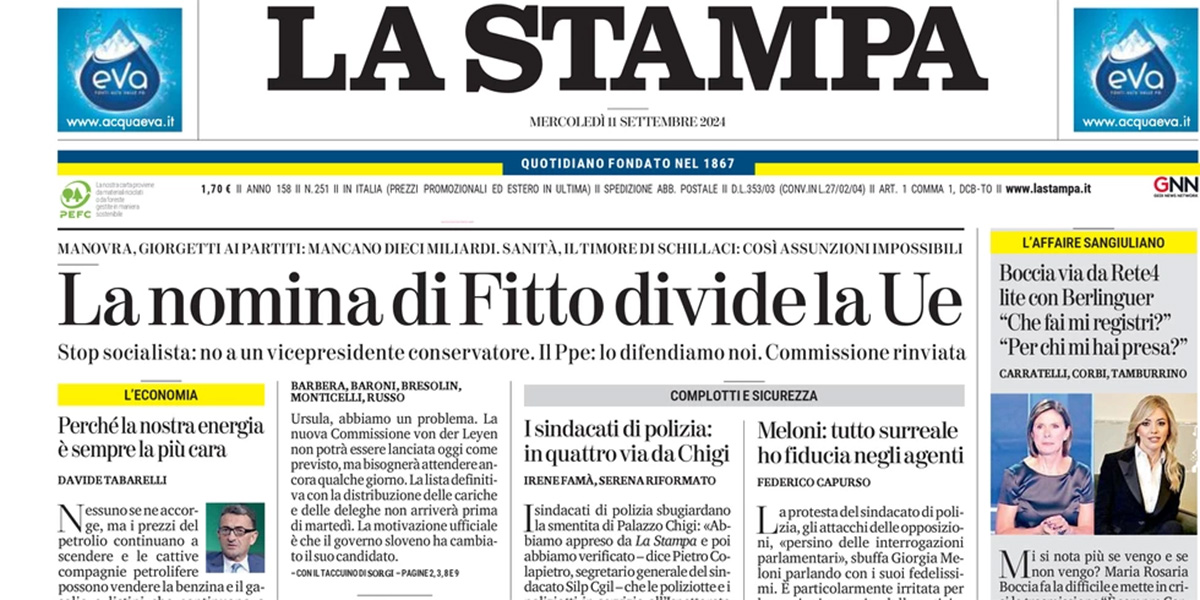 Le prime pagine di oggi