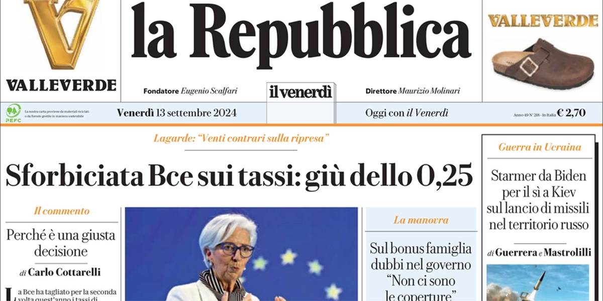 Le prime pagine di oggi