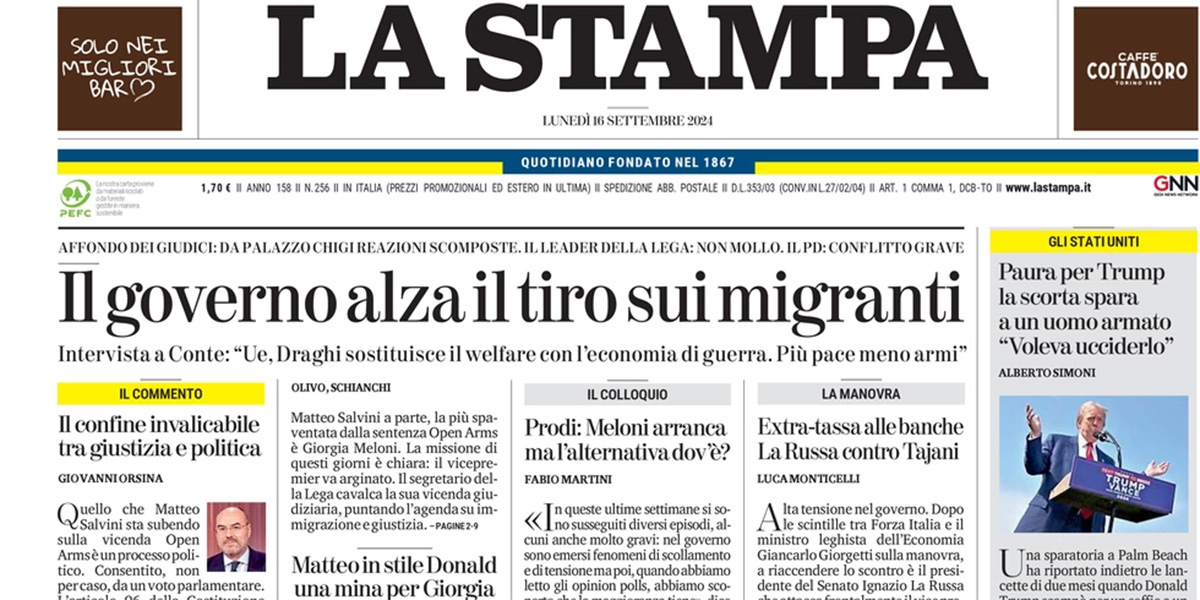 Le prime pagine di oggi