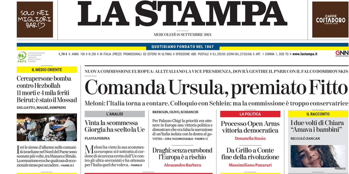 Le prime pagine di oggi