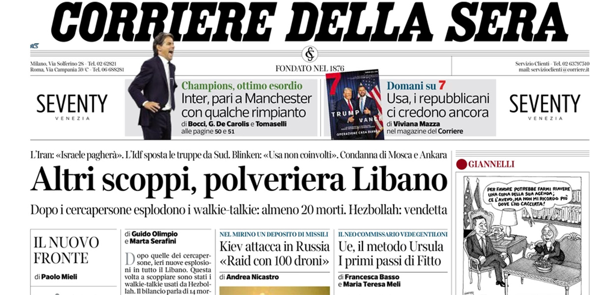 Le prime pagine di oggi