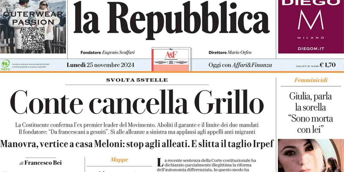 Le prime pagine di oggi