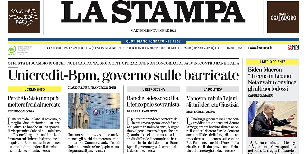 Le prime pagine di oggi