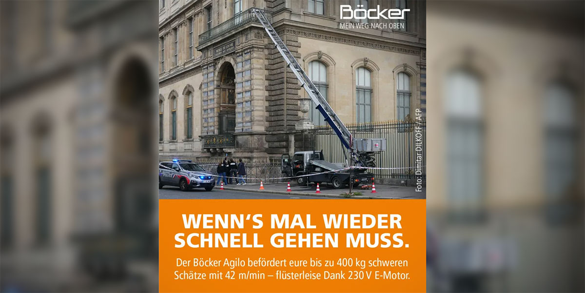 L’azienda del montacarichi usato per il furto al Louvre ne sta approfittando per farsi pubblicità