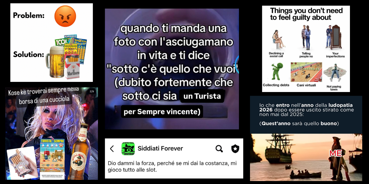 Le pagine italiane di meme che scherzano sul gioco d’azzardo