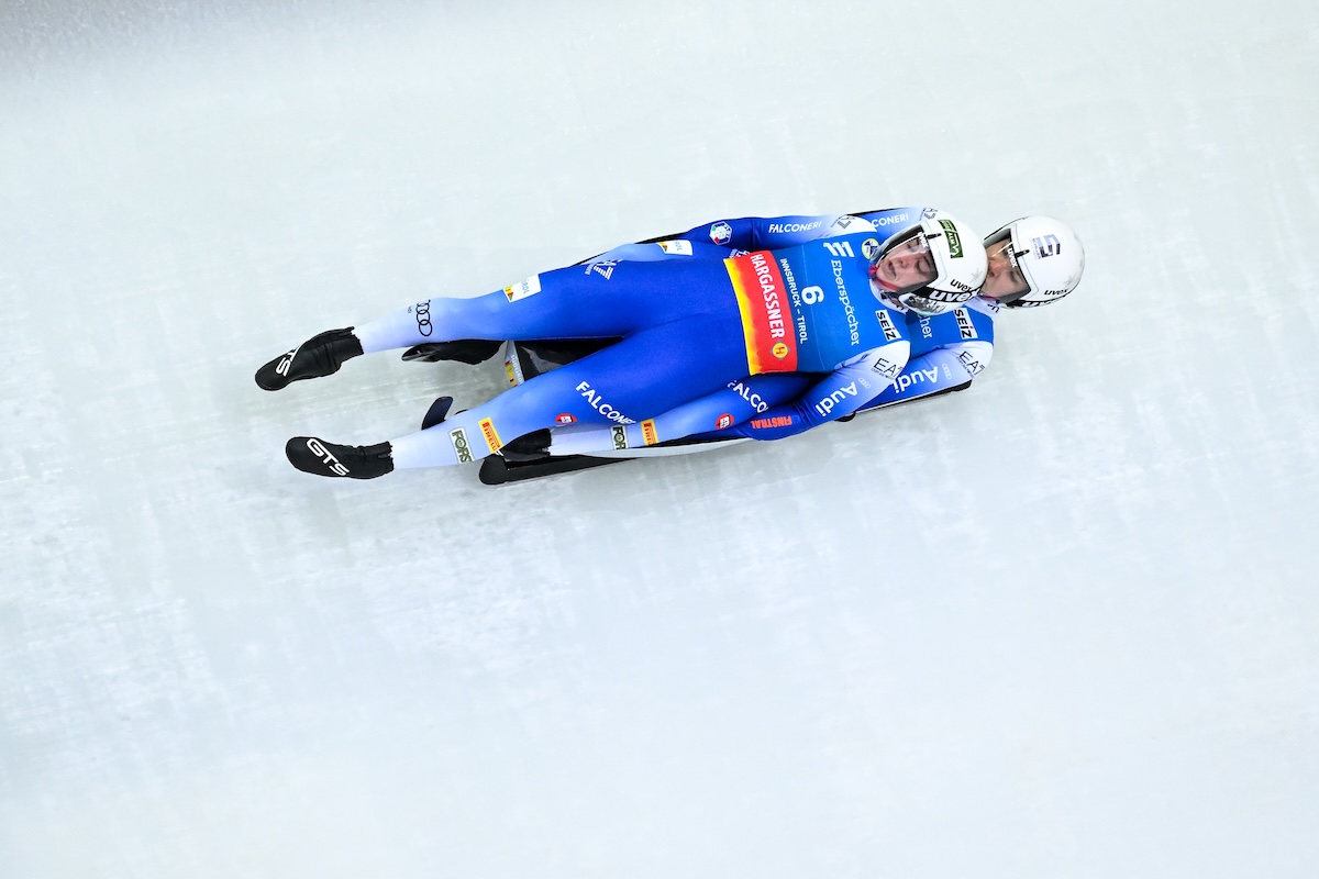 Le slittiniste Andrea Voetter e Marion Oberhofer durante la Coppa del Mondo del 2024 (Daniel Kopatsch/Getty Images)