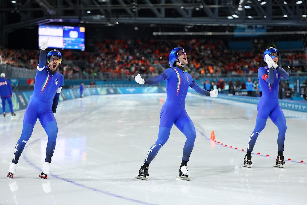 L’Italia ha vinto l’oro nell’inseguimento a squadre maschile del pattinaggio di velocità
