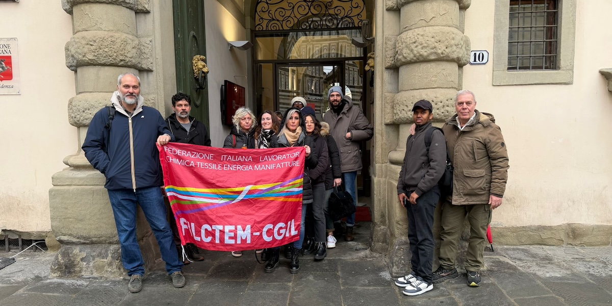 Il presidio a Firenze (Alessandro Picchioni / FILCTEM CGIL)