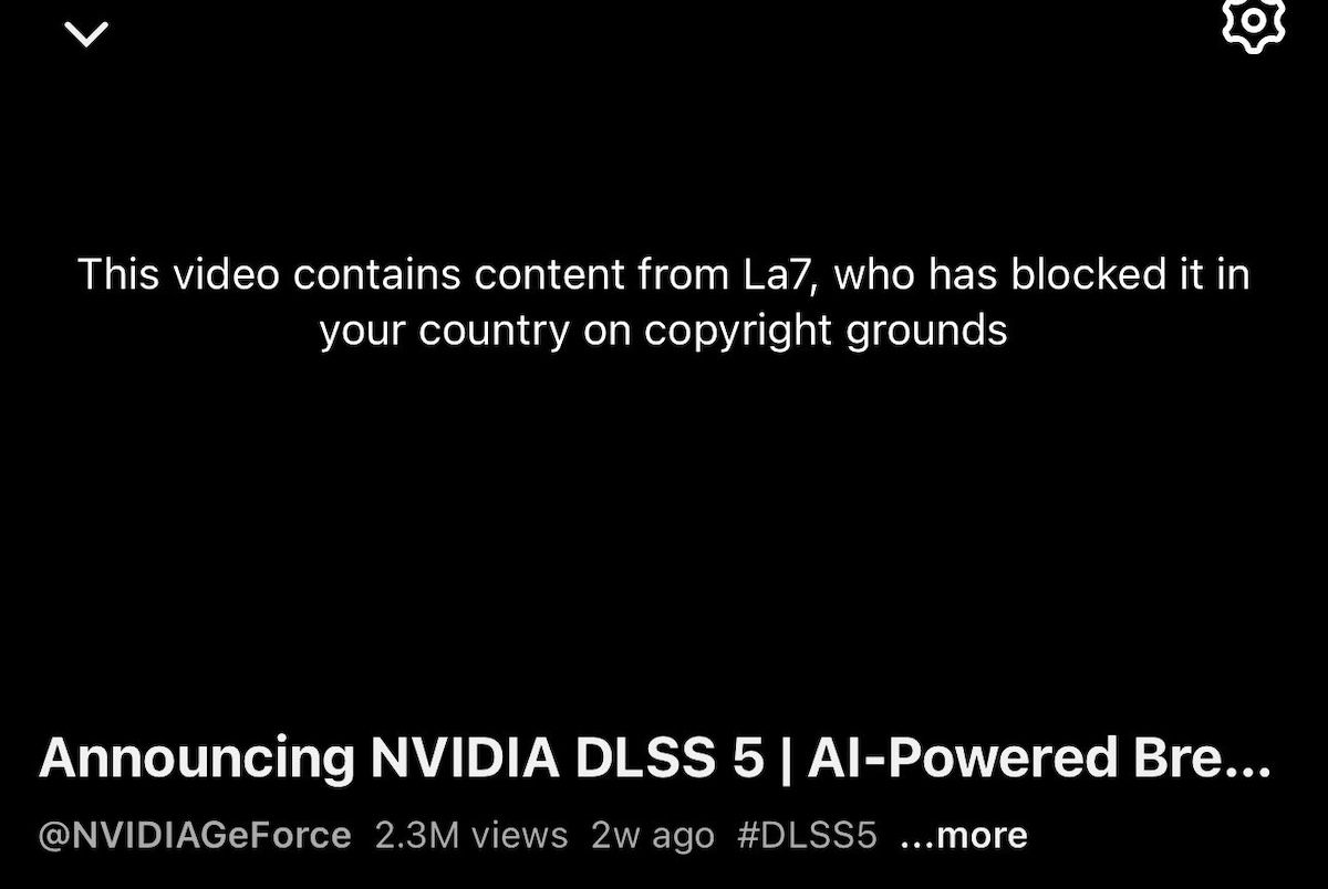 Cosa c’entra La7 con il blocco mondiale di un video di Nvidia su YouTube