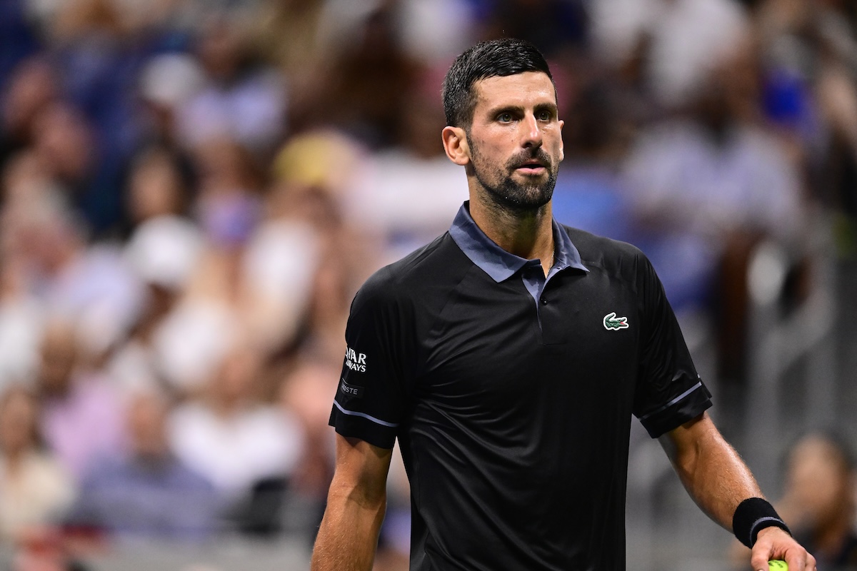 Novak Djokovic il 30 agosto durante la sua sconfitta al primo turno degli US Open (Photo by Mike Lawrence/USTA via Getty Images)